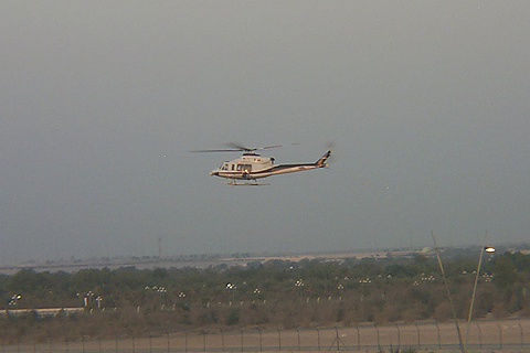 Helicopter Shuttling VIPs to the Track