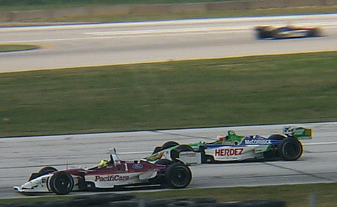 Bruno Junqueira Battling Mario Dominguez in Practice