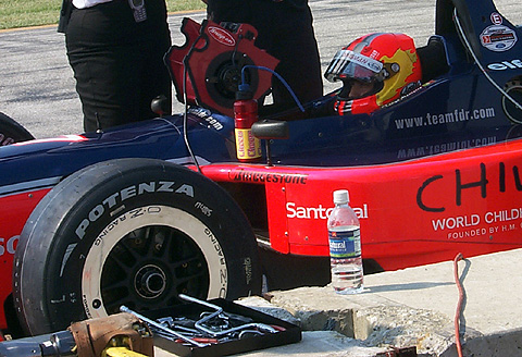 Tiago Monteiro in Pits with Fan