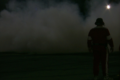 Tire Smoke From Sebastien Bourdais Donuts