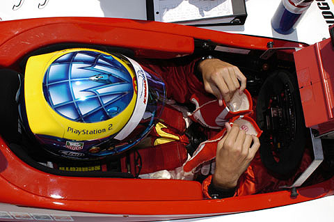 Sebastien Bourdais Looking At His Gloves