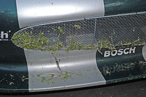 Grass Covered Radiator Screen on Jaguar