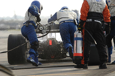 Nelson Philippe Takes Off From Pit Stall