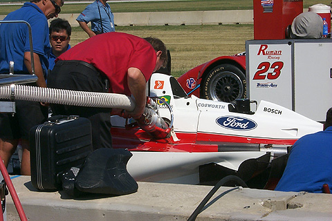 Dale Coyne Checking Fuel Nozzle Fit