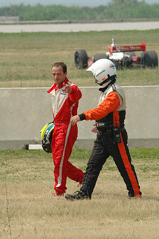 Cristiano da Matta Walking Away From Damaged Car