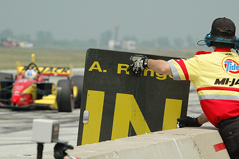 Andrew Ranger Going By His Pit Board