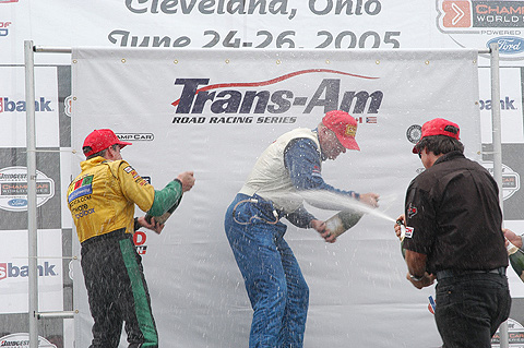 Trans Am Podium Spraying Champagne