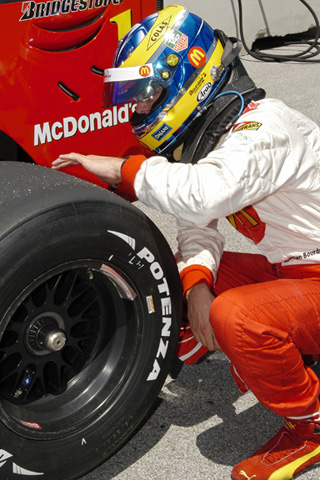 Sebastien Bourdais Checking Tire