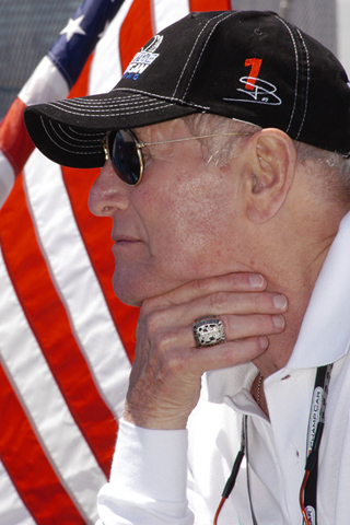 Paul Newman w/American Flag Backdrop