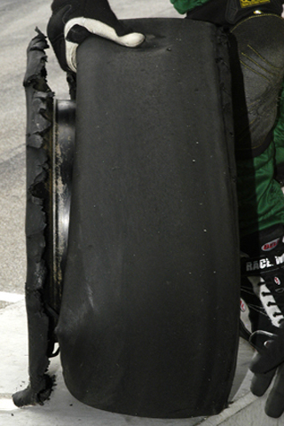 Will Power's Shredded Tire