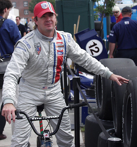 Jimmy Vasser on Pit Bike