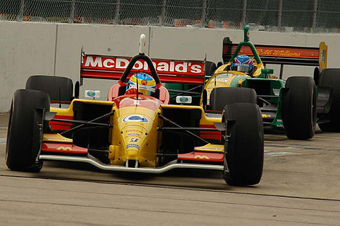 Front View of Sebastien Bourdais in Action