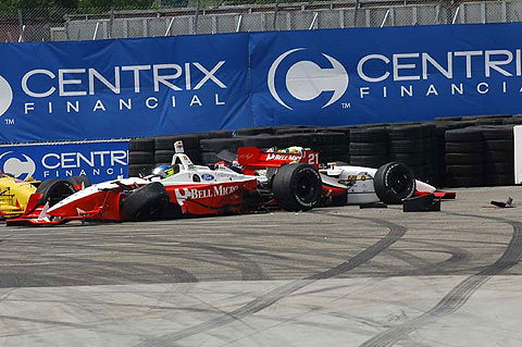 Cristiano da Matta and Justin Wilson Crashed Together