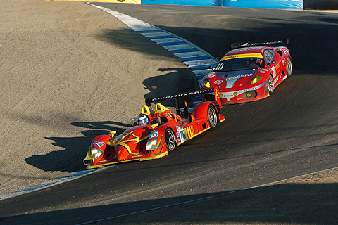 Radical P2 Leading Ferrari GT2 in Corkscrew