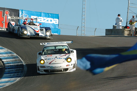 Blue Flag Waving at GT2 Car