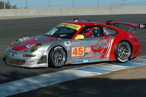 Johannes van Overbeek and Jorg Bergmeister in Porsche 911 GT3 RSR