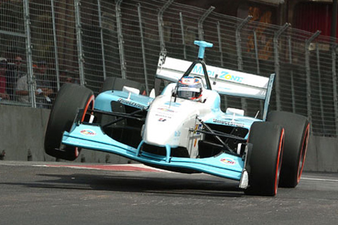 Graham Rahal Landing Over Chicane