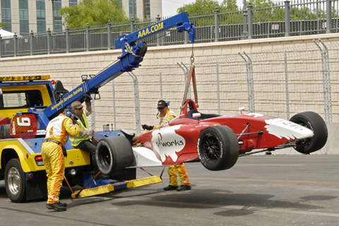 James Hinchcliffe's Car On Hook