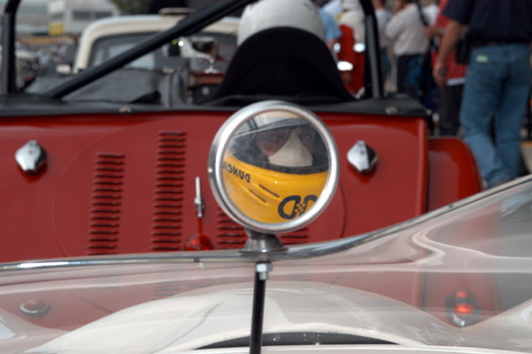 Driver Reflection off Mirror Helmet