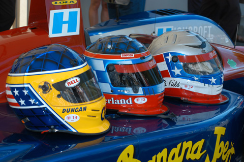 Team Helmets Lined Up