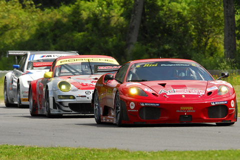 GT2 Ferrari Leading the Porsche Leading the BMW