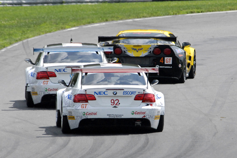 Corvette Leading Two BMWs in GT