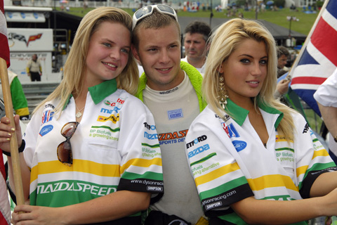 Two Mazdaspeed Flag Girls w/Guy Smith