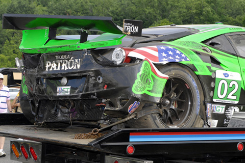 Damaged Ferrari F458 Italia GT Driven by Ed Brown and Guy Cosmo