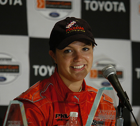 Katherine Legge Smiling At Press Conference