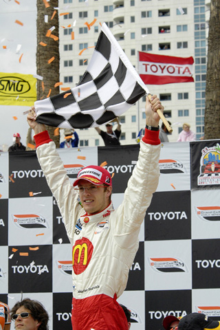 Sebastien Bourdais Waving the Checkered Flag