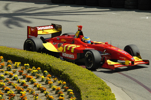 Sebastien Bourdais in ACtion Around The Flowers