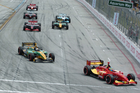 Sebastien Bourdais Leads Into First Turn