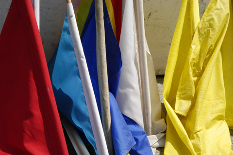 Racing Flags Along Wall