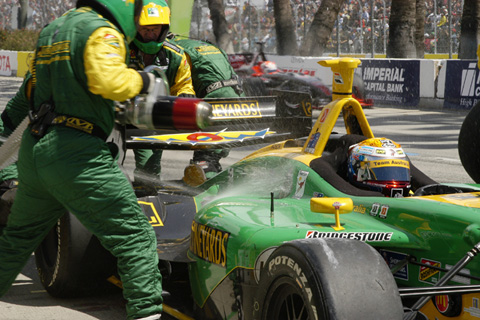 Water Squirting on Will Power's Car