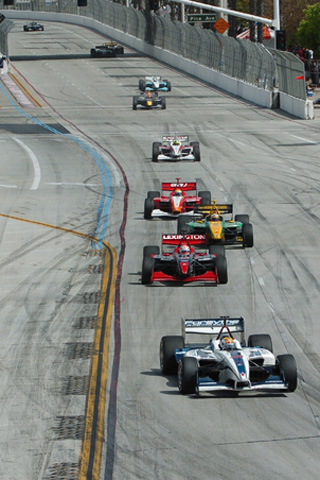 Oriol Servia Leads Pack of Cars
