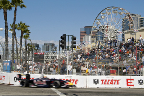 Red Bull Car Going By Ferris Wheel