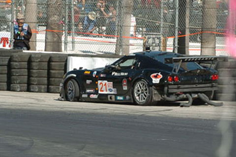 Panoz Esperante GTLM Ford GT2 Driven by Ian James and Dominik Farnbacher Broken Down