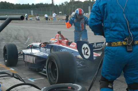 Jimmy Vasser Smoking Tires Exiting Pit