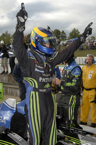 David Brabham Raises Arm in Celebration