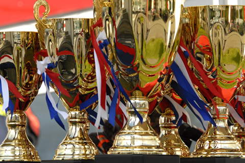 Race Trophies Glittering in The Sun