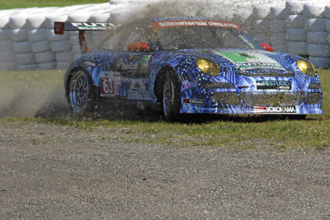 Porsche 911 GT3 Cup Driven by Henri Richard and Andy Lally Crashing