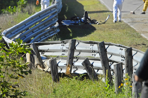 Destroyed Guardrail After Big Crash