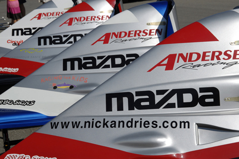Star Mazda Andersen Racing Engine Covers Lined Up