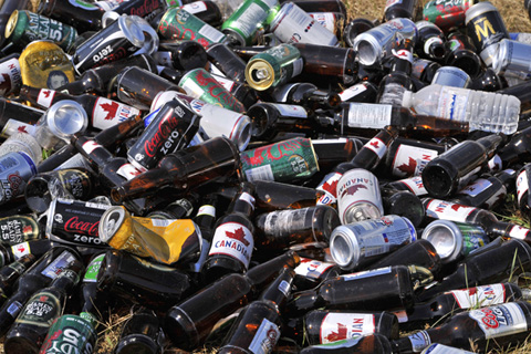 Pile of Beer Cans in Spectator Area