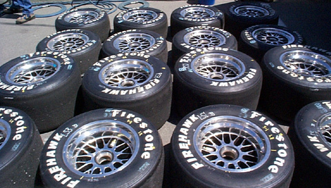 Tires Laid Out In Pits