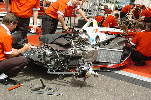 Oriol Servia's Damaged Car