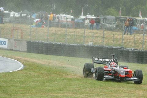 Dan Clarke Sliding Off Wet Track