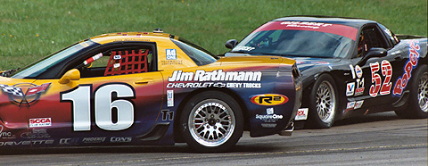Rathmann slides in front of Gilbert in T1 Race