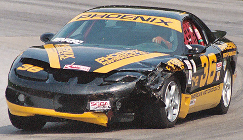 Chip Benford's Damaged Car in T2 Race
