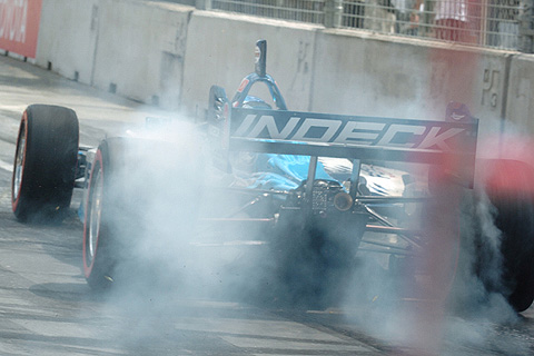 Paul Tracy Lights Up Tires Returning To Track